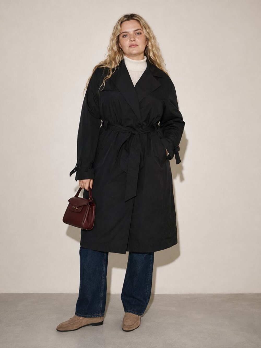 Vintage Fen-nelli Limited Edition Black Trench Coat with Belt XL 15/16
